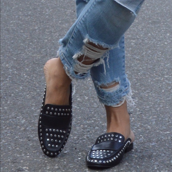 studded flat mules